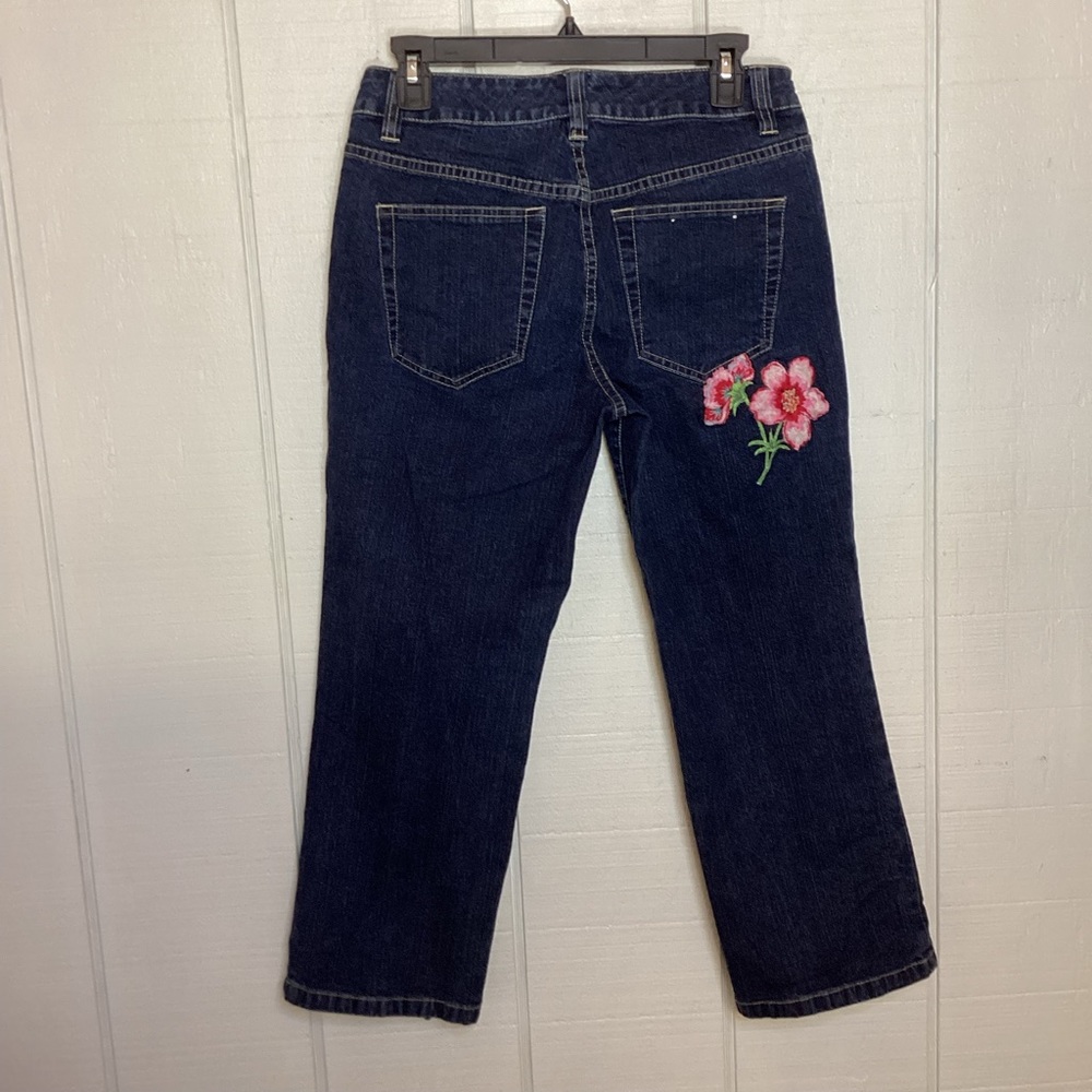 Y2K Tommy Hilfiger Cropped Embroidered Floral Jeans Sz 6